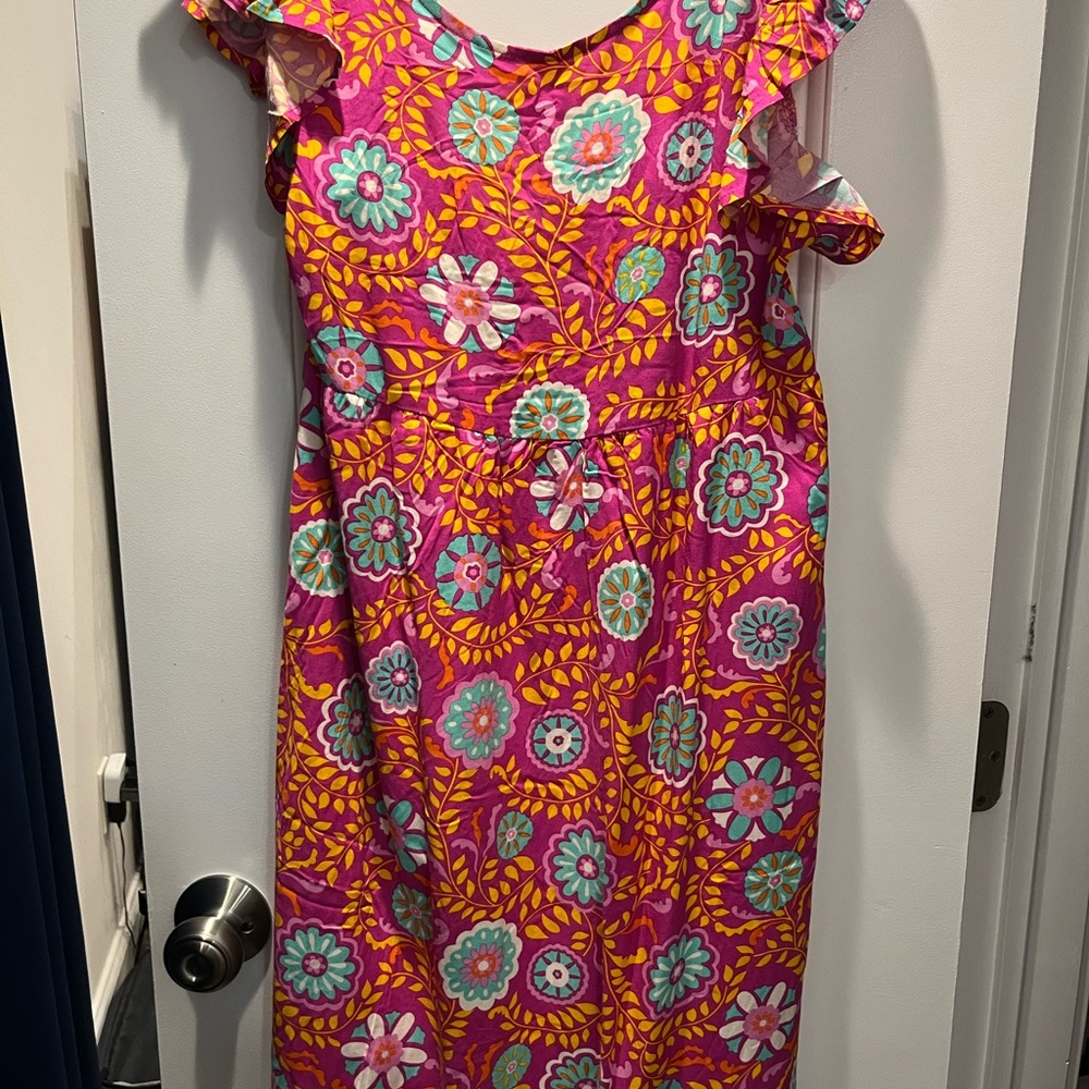 Vibrant Floral Mini Dress in Pink and Yellow